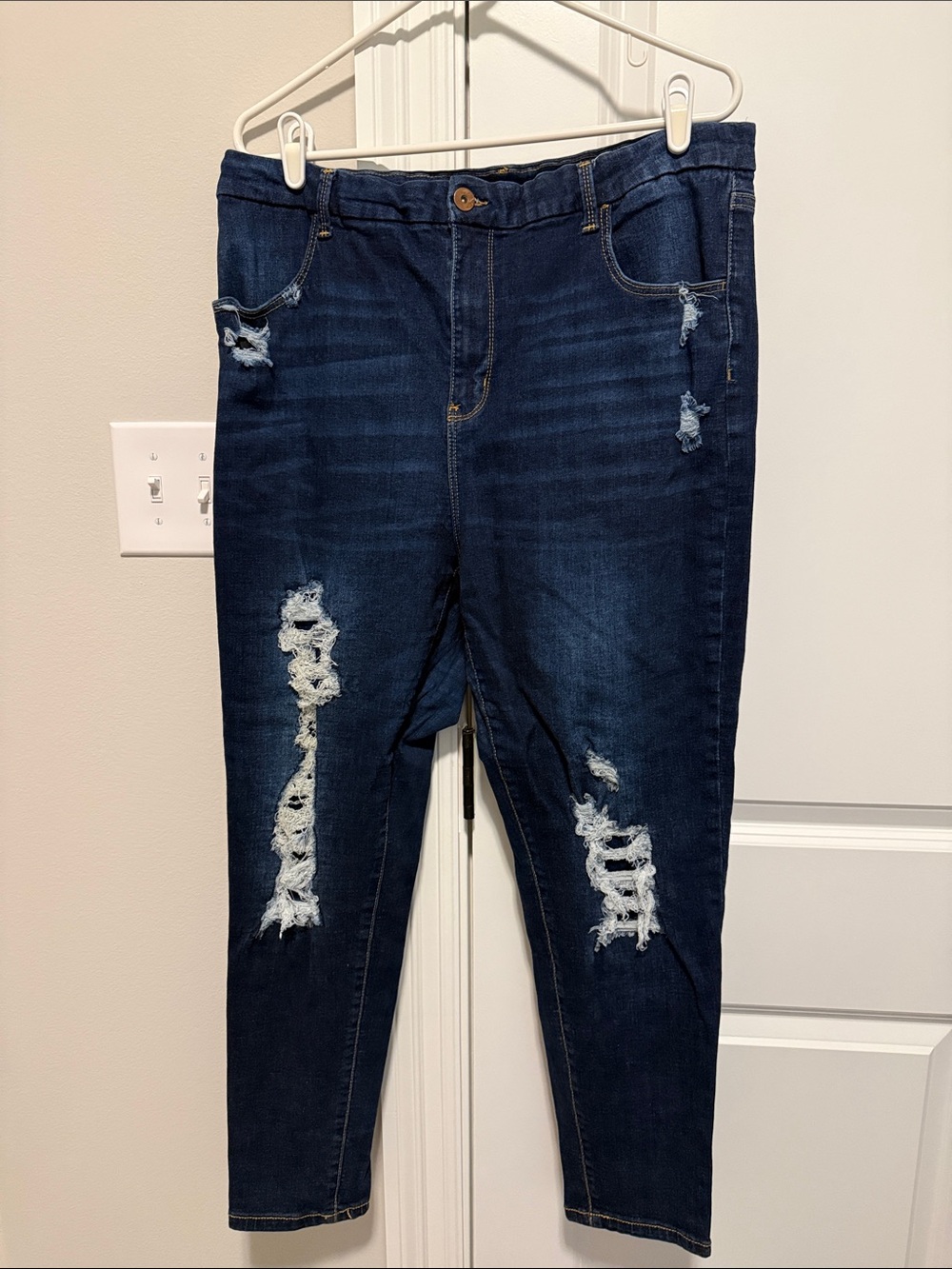 No Boundaries Dark Blue Distressed Boyfriend Jeans
